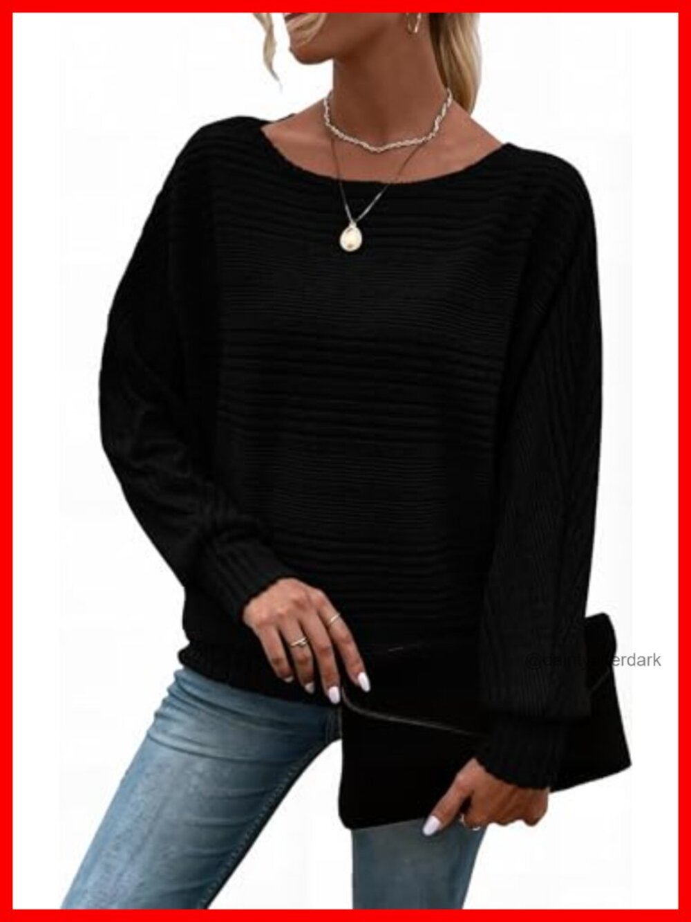 Women's Tunic Sweater Long Sleeve Batwing Pullover Crew Neck Top
